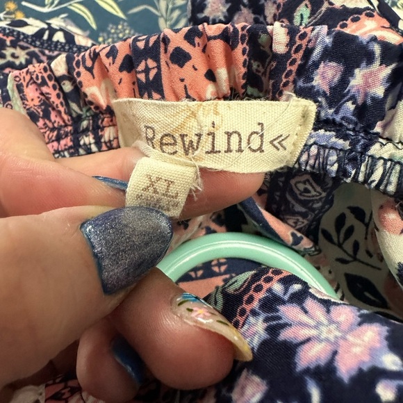 Rewind Blue and Pink Off the Shoulder Romper - Picture 2 of 2